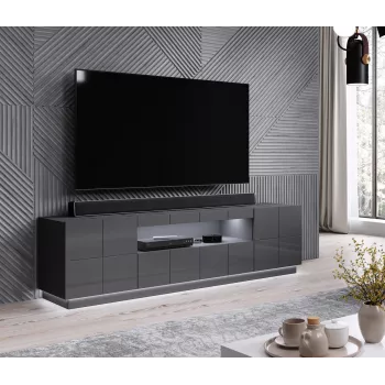 Móvel de TV com iluminação LED Cama Meble REJA – montagem à superfície, luz branca, alimentação CA
