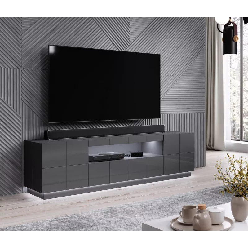 Móvel de TV com iluminação LED Cama Meble REJA – montagem à superfície, luz branca, alimentação CA