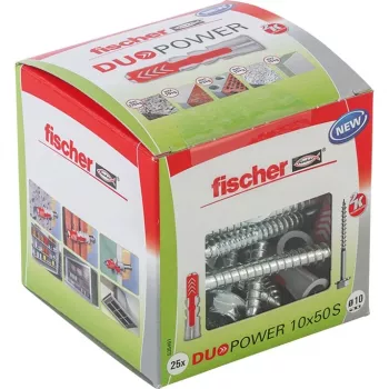 Bucha FISCHER DUOPOWER 10x50 S 25 unid. com parafuso