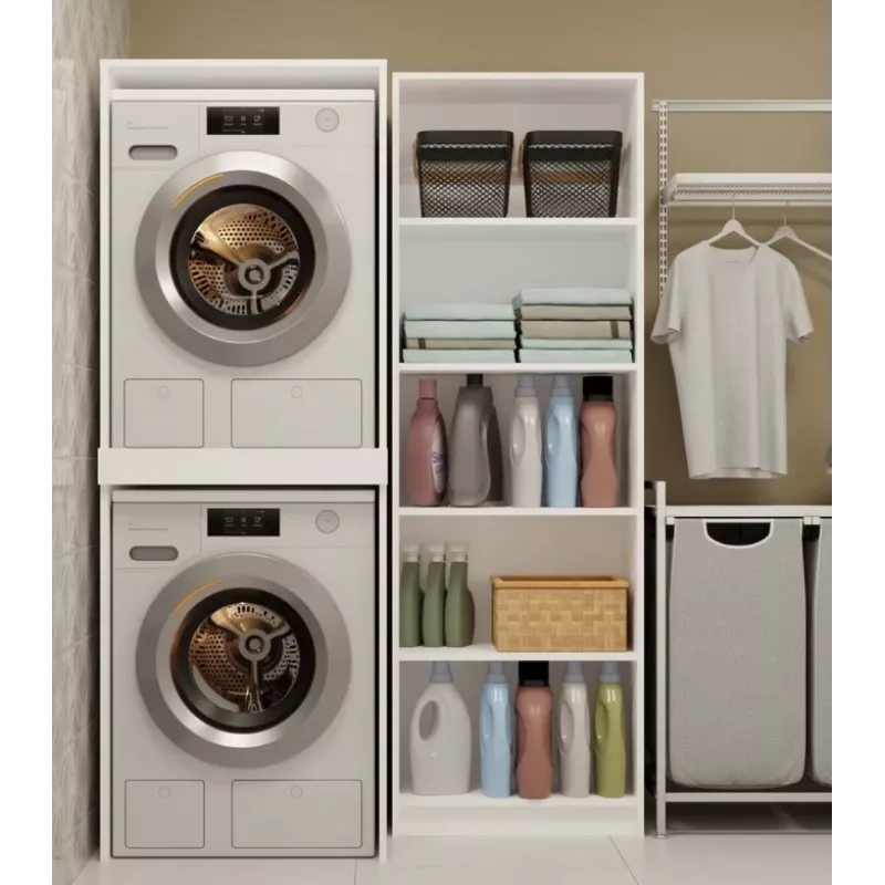 Armário top e shop POLA TWIN para lavandaria para máquina de lavar e secar – branco