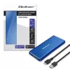 Caixa SSD QOLTEC 51832 — externa M.2 SATA, USB 3.0, até 2 TB, azul, suporta unidades de 30 mm, 4 slots
