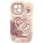 RealPower 495554 Flauschi 2 capa peluda para telemóvel iPhone 15, branco/rosa