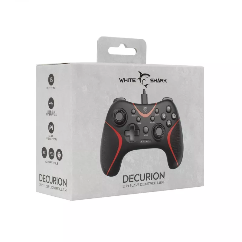 Comando de jogos USB com fio White Shark GP-2038 3in1 (DECURION) - Branco