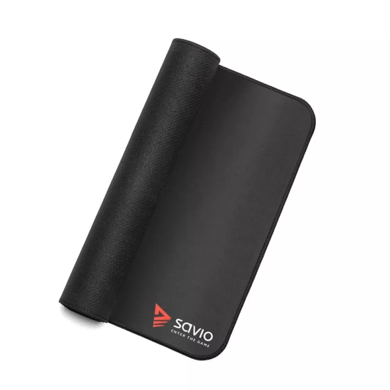 Tapete de rato SAVIO Schwarz Edition Turbo Dynamic S — tecido/borracha, 250×250 mm, 2 mm, bordas costuradas, antiderrapante