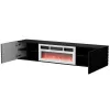 Móvel de TV Cama RTV LARA 183x35x37 preto mate + lareira branca