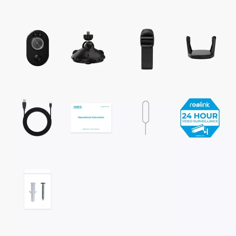 Reolink Argus Series B330-B câmara de segurança Wi-Fi a bateria de 5MP para interior e exterior, visão noturna a cores, deteção de pessoas e veículos, preta