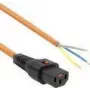 Cabo de alimentação ACT C13 IEC Lock - extremidade aberta laranja 3 m, PC967