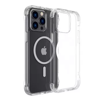 Capa magnética transparente Joyroom JR-14H7 para iPhone 14 Plus, fixação magnética, caixa transparente