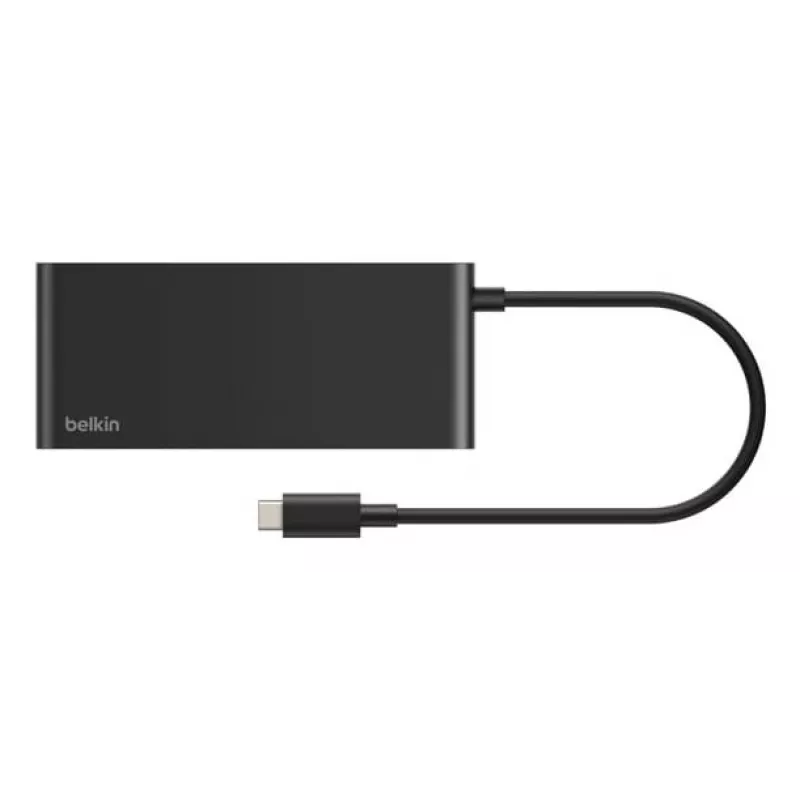 Belkin Connect, USB Type-C, HDMI, USB 2.0 Type-A, USB 3.2 Gen 1 (3.1 Gen 1) Type-C, MicroSD (TransFlash), SD, preto, cabo redondo, 0,2 m