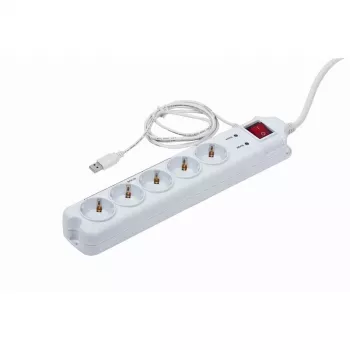 Proteção contra sobretensões Gembird PCW-MS-2G branca 5 tomadas AC 250V 1,8m