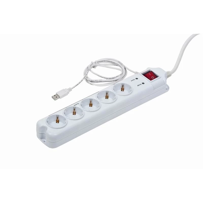 Proteção contra sobretensões Gembird PCW-MS-2G branca 5 tomadas AC 250V 1,8m