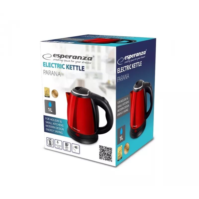 Chaleira elétrica Esperanza EKK128R Parana 1 L preta, vermelha 1350 W