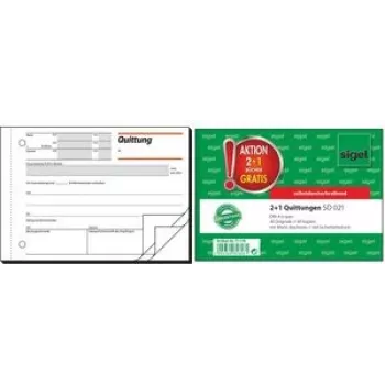 Bloco de recibos Sigel T1178 — 2+1 cópias, edição especial, para Markt D, 1 unidade