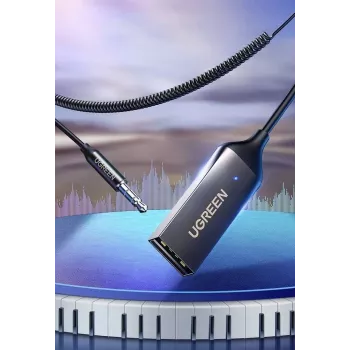 Recetor de áudio UGREEN CM309 Bluetooth 5.0 USB com jack AUX de 3,5 mm, preto, 20–20000 Hz