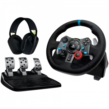 Controlador de jogos LOGITECH G29 EU + G435 Preto Alumínio Preto USB Volante + Pedais + Auscultadores PC