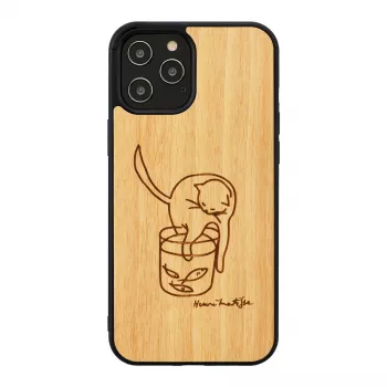 Capa para telemóvel Man and Wood para iPhone 12 / 12 Pro — gato com design de peixe vermelho
