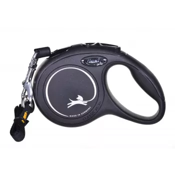 Trella Flexi New Classic Cat XS 3 m — trela de corda para animais pequenos, preta, carga máx. 8 kg