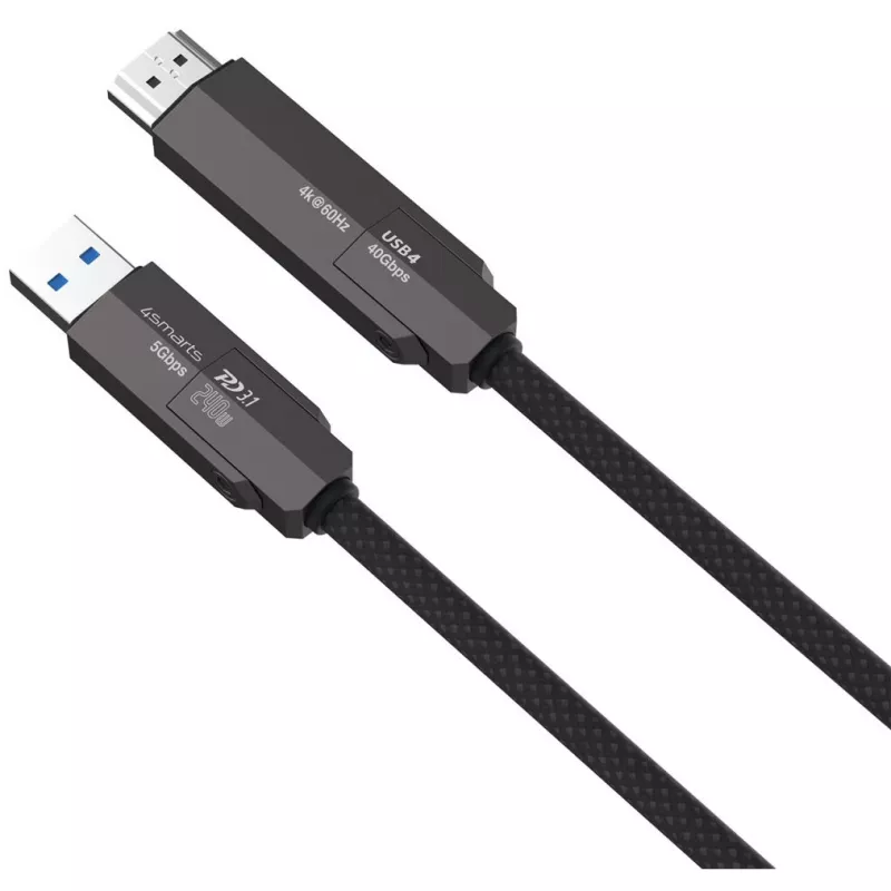 Cabo USB4 HDMI 4smarts ComboCord 240W 1,5 m – USB4 para HDMI, alimentação de 240W, comprimento de 1,5 m