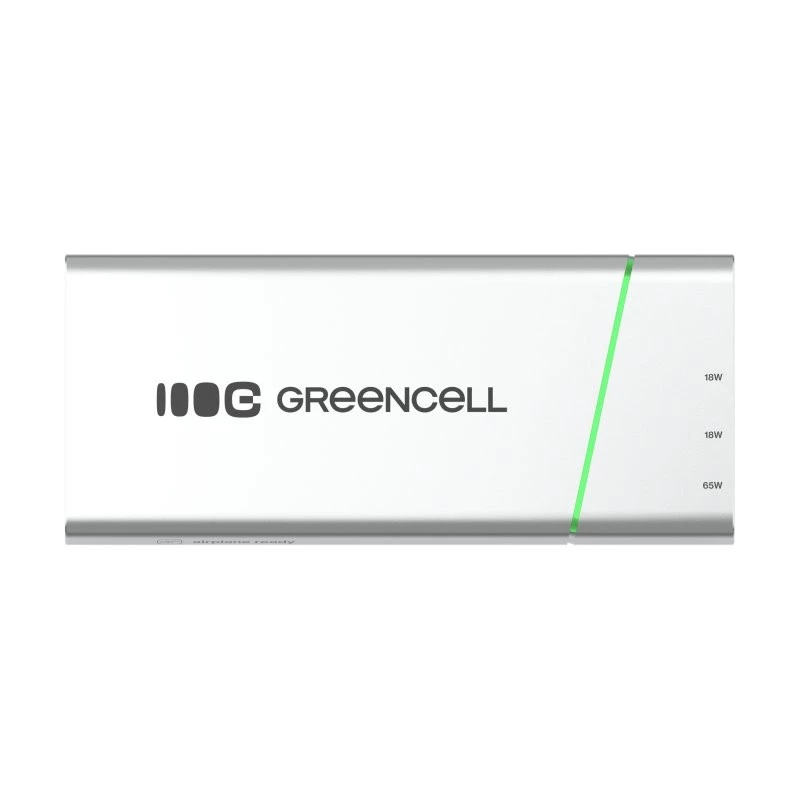 Bateria portátil Green Cell BPLGC20P 20800 mAh de iões de lítio, USB-C PD 65W, 2x USB-C + 1x USB-A, caixa em alumínio