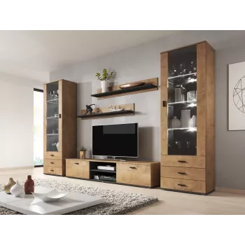 Conjunto de duas prateleiras Cama 125cm SOHO carvalho lefkas/preto