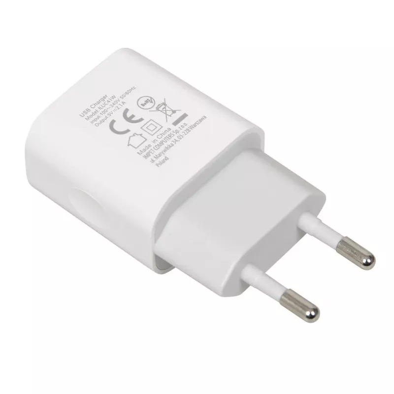 Carregador iBOX C-41 USB 2A, 1 porta USB, cabo microUSB, branco