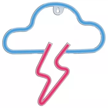 Luz néon MANTA SNL71BL nuvem com relâmpago azul-rosa – letreiro néon LED decorativo