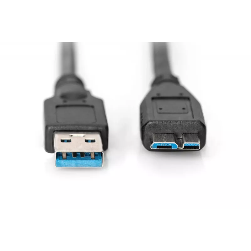 Cabo SuperSpeed USB 3.0 ASSMANN, ficha USB-A macho para ficha Micro-USB-B macho, Cu AWG 28, duplamente blindado, comprimento 1,0 m (AK-300116-010-S)