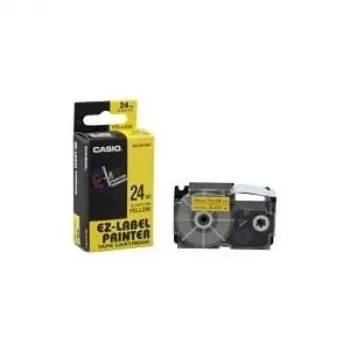 Fita de etiquetagem CASIO XR-24YW 24 mm, preto sobre amarelo