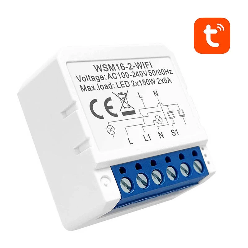 Módulo de interruptor inteligente Avatto WSM16-W2 controlo remoto Wi-Fi, relé de um canal para automação doméstica