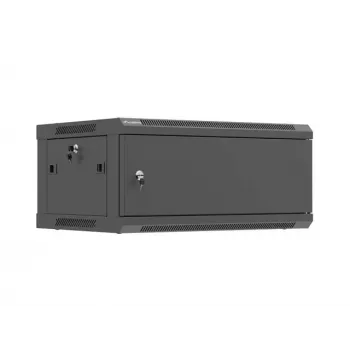 Armário de rack 19 polegadas para montagem na parede LANBERG 4U 600x450 mm preto com porta metálica