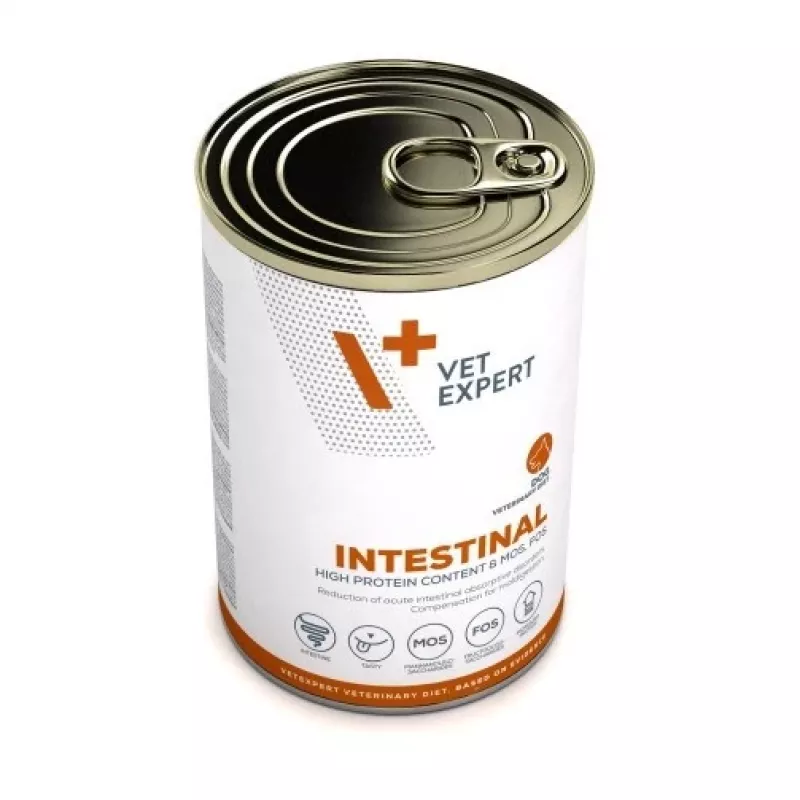 Comida húmida para cães VETEXPERT Veterinary Diet Intestinal 400 g, aves, sem cereais, para recuperação após cirurgias digestivas