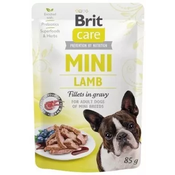 Patê de comida húmida Brit Mini Lamb 85 g — comida húmida com cordeiro como única fonte de proteína para cães pequenos adultos, sem cereais, saqueta de 85 g