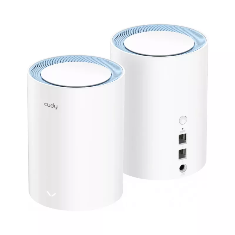 Sistema Mesh Cudy M1200 pack de 2 – Wi-Fi 5 dual band (300/867 Mbit/s), 2 unidades, 1 porta LAN, suporta 100 dispositivos