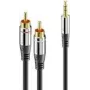 Cabo de Áudio sonero 2x RCA para 3,5mm 1,5m - 3,5mm - Macho - 2 x RCA - Macho - 1,5 m - Preto (S-AC600-015)