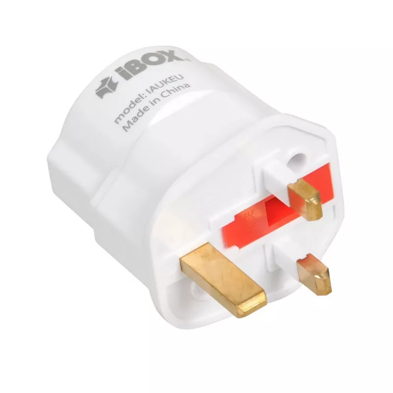Fonte de alimentação IBOX iaukeu carregador de rede com fichas intercambiáveis UK (tipo G) e EU (tipo E), 100–240 V 50/60 Hz, 7,5 A, branco