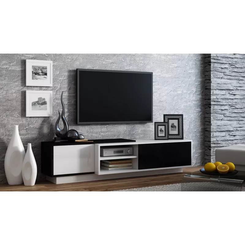 Móvel de TV Cama SIGMA1 180 branco/preto brilhante