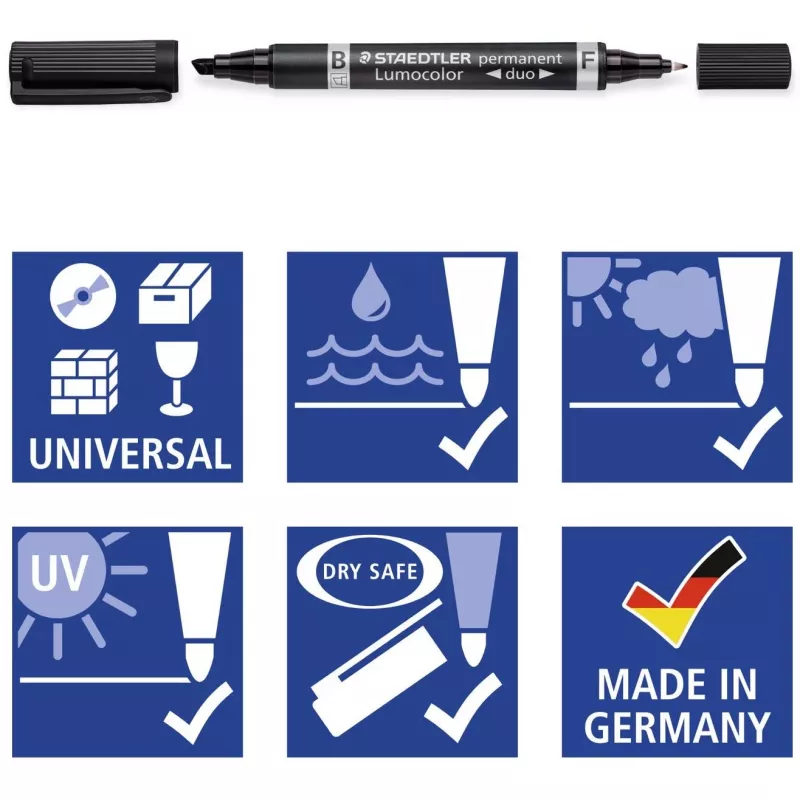 Marcador permanente Staedtler Lumocolor permanent duo 348 B preto 1 unid.
