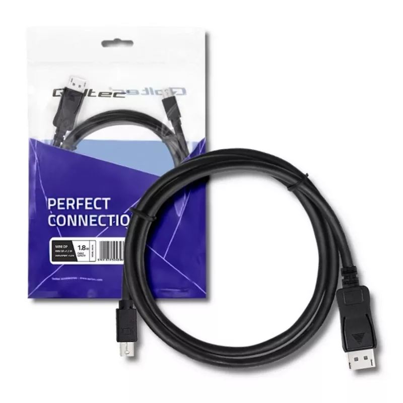 Cabo DisplayPort Qoltec 50434 1,8 m Mini DisplayPort preto