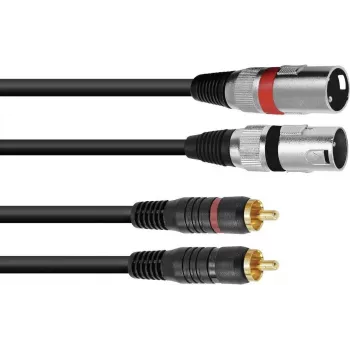Cabo de áudio 1 m Omnitronic 3022522B 2x XLR 2x RCA preto