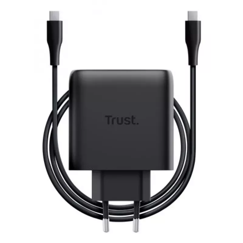 Carregador Trust Maxo 65W 2 portas USB-C carregador GaN carregamento rápido preto