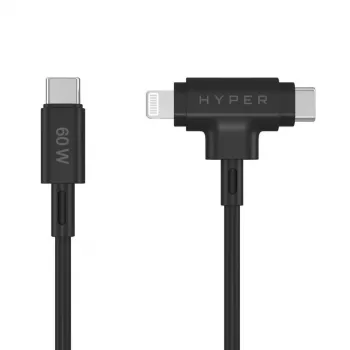 Cabo USB HYPER HyperJuice USB 2.0 1,5 m USB-C USB-C/Lightning Preto