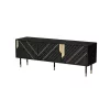 Móvel de TV Cama Meble MOUNTAIN 154x40x55 cm – tampo em aglomerado revestido, preto e dourado