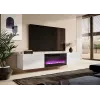 Móvel de TV Cama Meble SLIDE 200K com lareira elétrica 200x40x37 cm branco brilhante