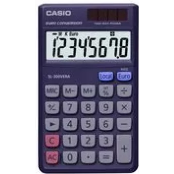 Calculadora CASIO SL-300 VERA, alimentação solar/pilha ecrã LCD EXTRA BIG de 8 dígitos, conversão de euros (SL-300 VERA)