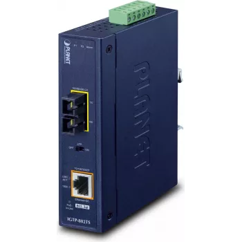Conversor de suporte de rede industrial PLANET IP30 10/100/1000BAS 1000 Mbit/s azul (IGTP-802TS)