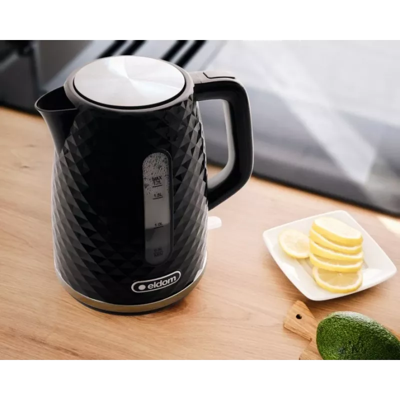 Chaleira elétrica NELO, capacidade de 1,7 l, 2000 W, preta