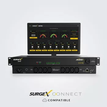 Unidade de distribuição de energia SurgeX Access 10A com 9 tomadas IEC C13