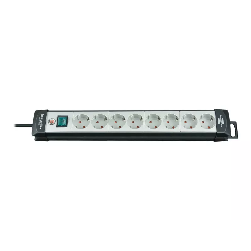 Régua de tomadas Brennenstuhl Premium-Line 8 tomadas preta/cinza-claro Premium-Line 8 tomadas preta/cinza-claro, cabo de 5 m H05VV-F 3G1,5, com interruptor, barra