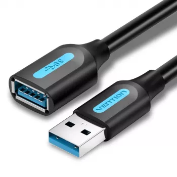 Cabo de extensão USB 3.0 Vention CBHBD 0,5 m — ficha USB-A para conector fêmea USB-A, 5 Gbit/s, preto