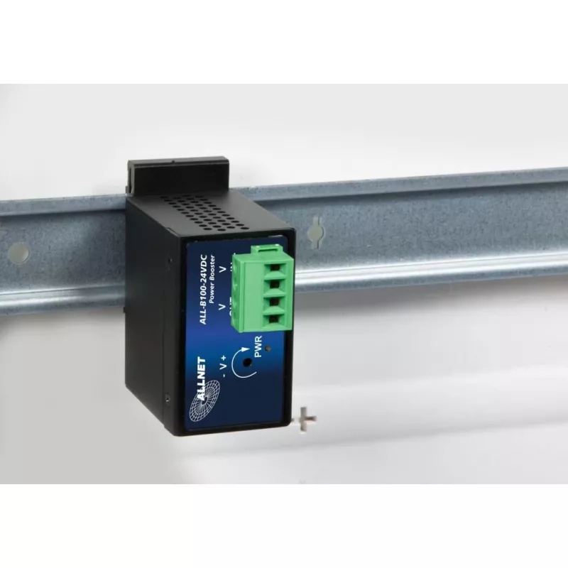 Power booster DC-DC ALLNET ALL-B100-24VDC: entrada 24VDC para saída 48–55VDC, até 95W